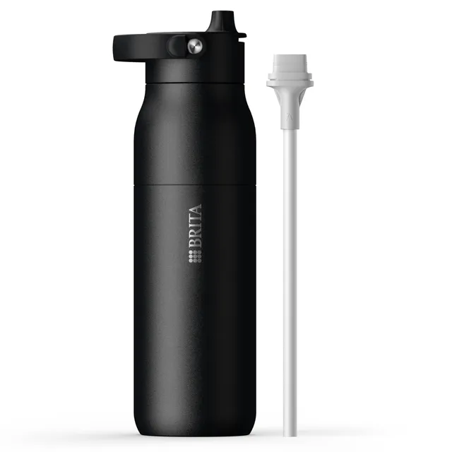 brita-larq-essential-gourde-isotherme-noire-1000-ml-inox-avec-paille image 1