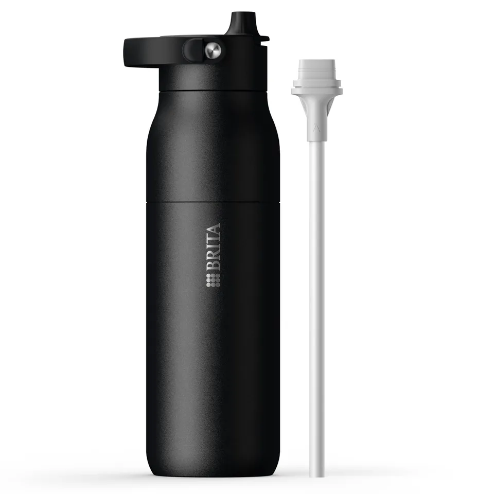 brita-larq-essential-gourde-isotherme-noire-1000-ml-inox-avec-paille image 1