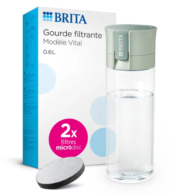 brita-bottle-vital-600-ml-gourde-filtrante-portable-2-filtres-microdisc image 1