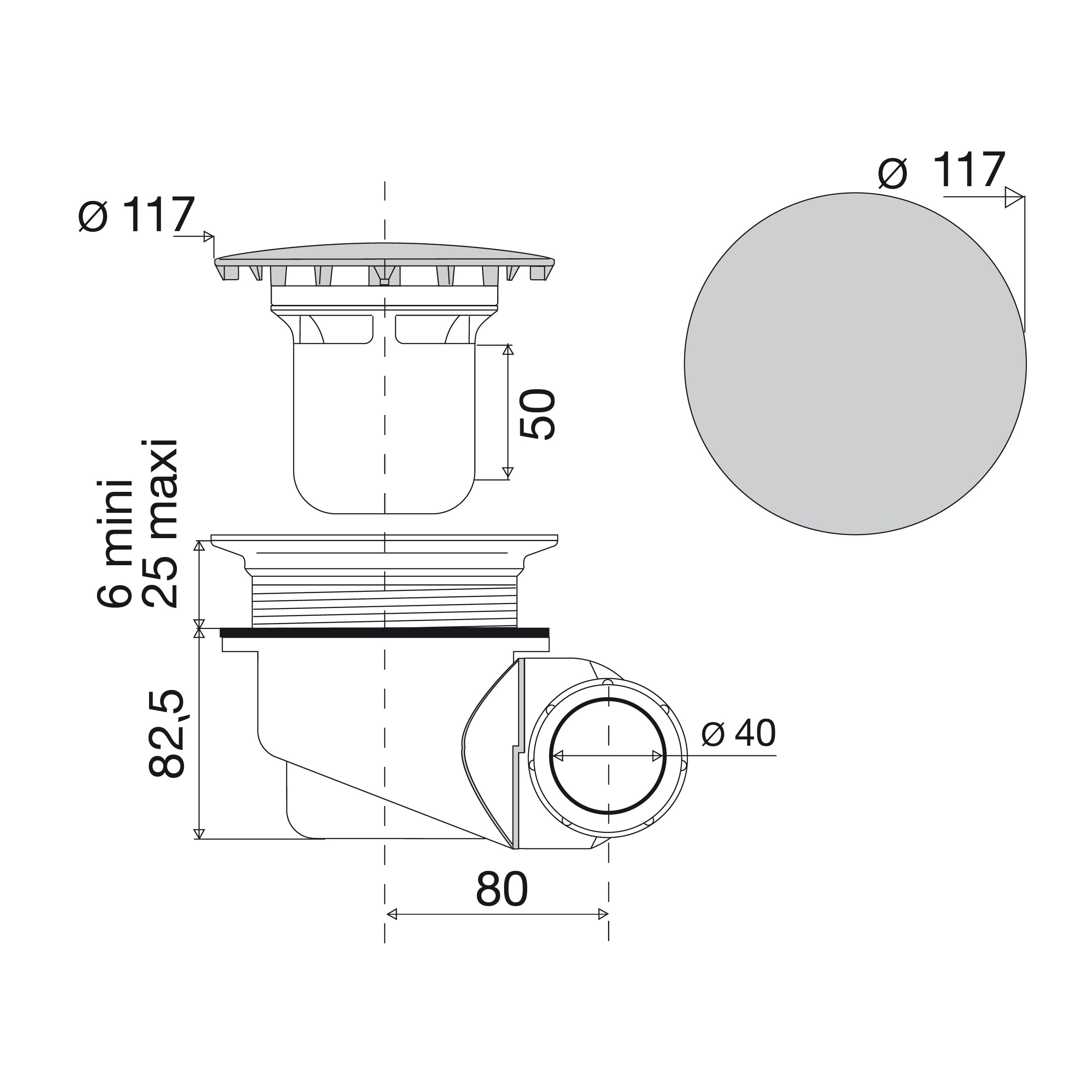 noyon-thiebault-bonde-de-douche-nf-goulue-90-mm-capot-chrom-116-mm image 4