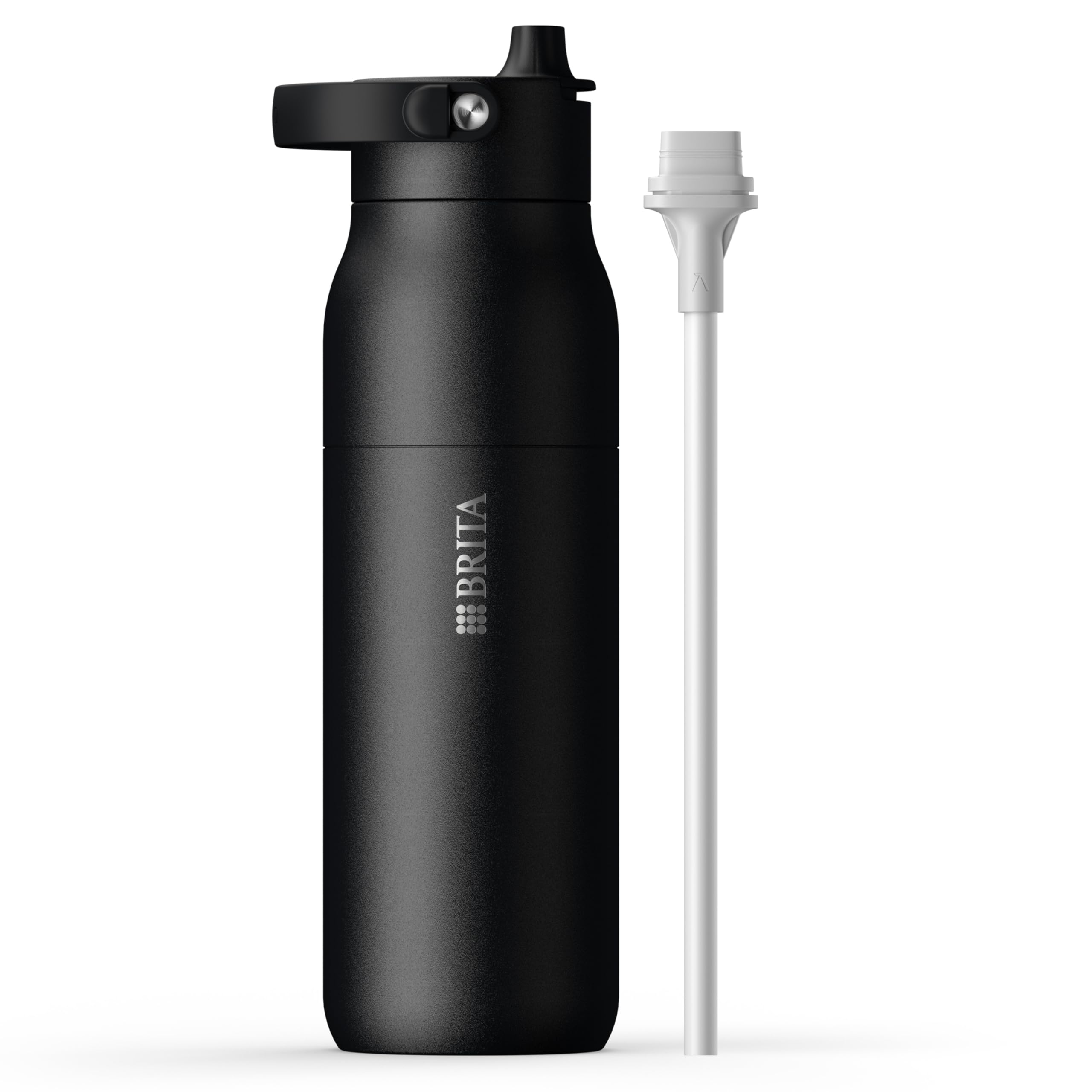 brita-larq-essential-gourde-isotherme-noire-1000-ml-inox-avec-paille image 1