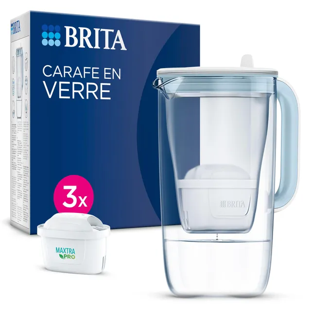 brita-carafe-filtrante-en-verre-bleu-clair-2-5-l-3-filtres-maxtra-pro-all-in-1 image 1