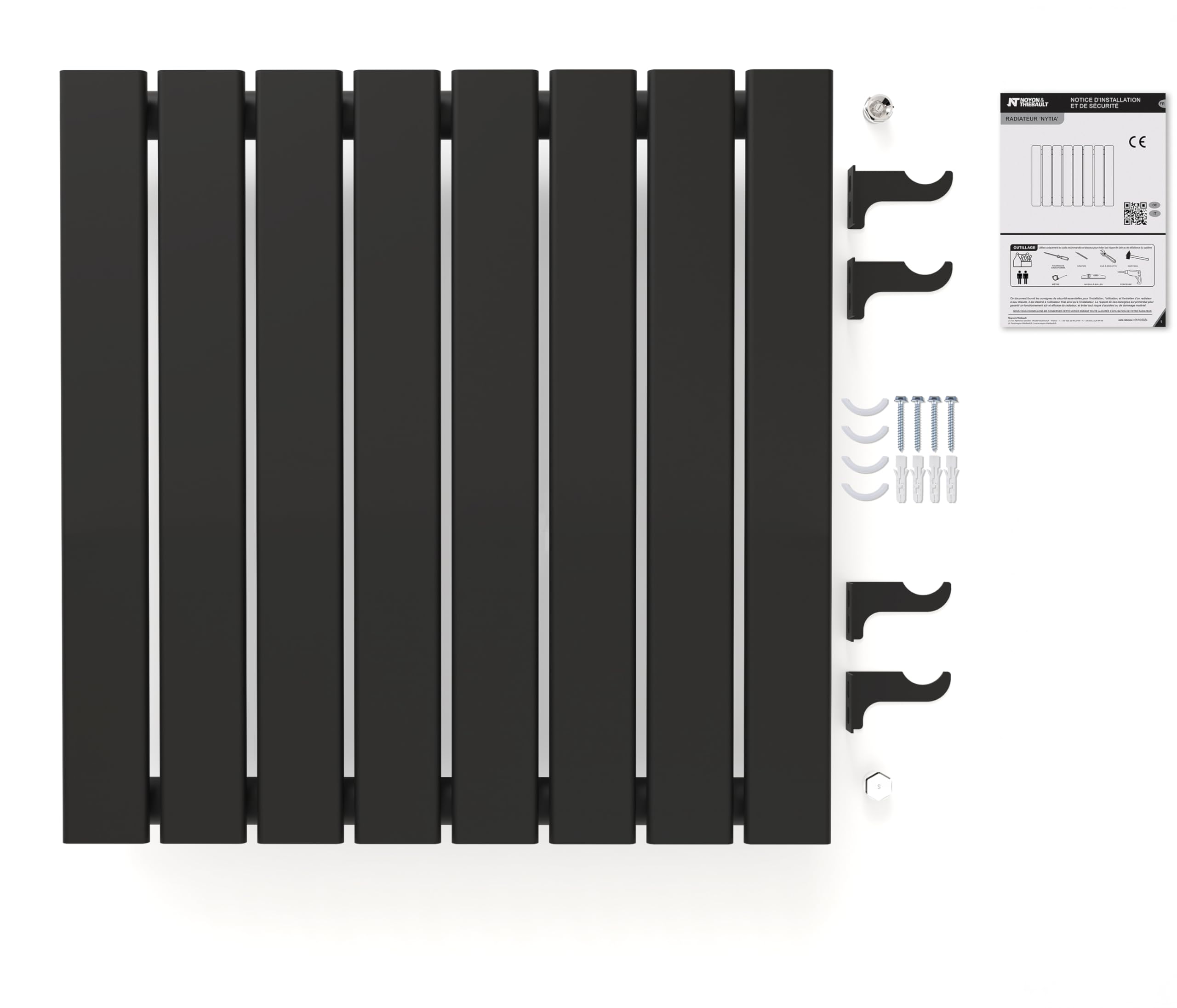 noyon-thiebault-nytia-radiateur-eau-chaude-horizontal-acier-noir-60x60-cm-481w image 5