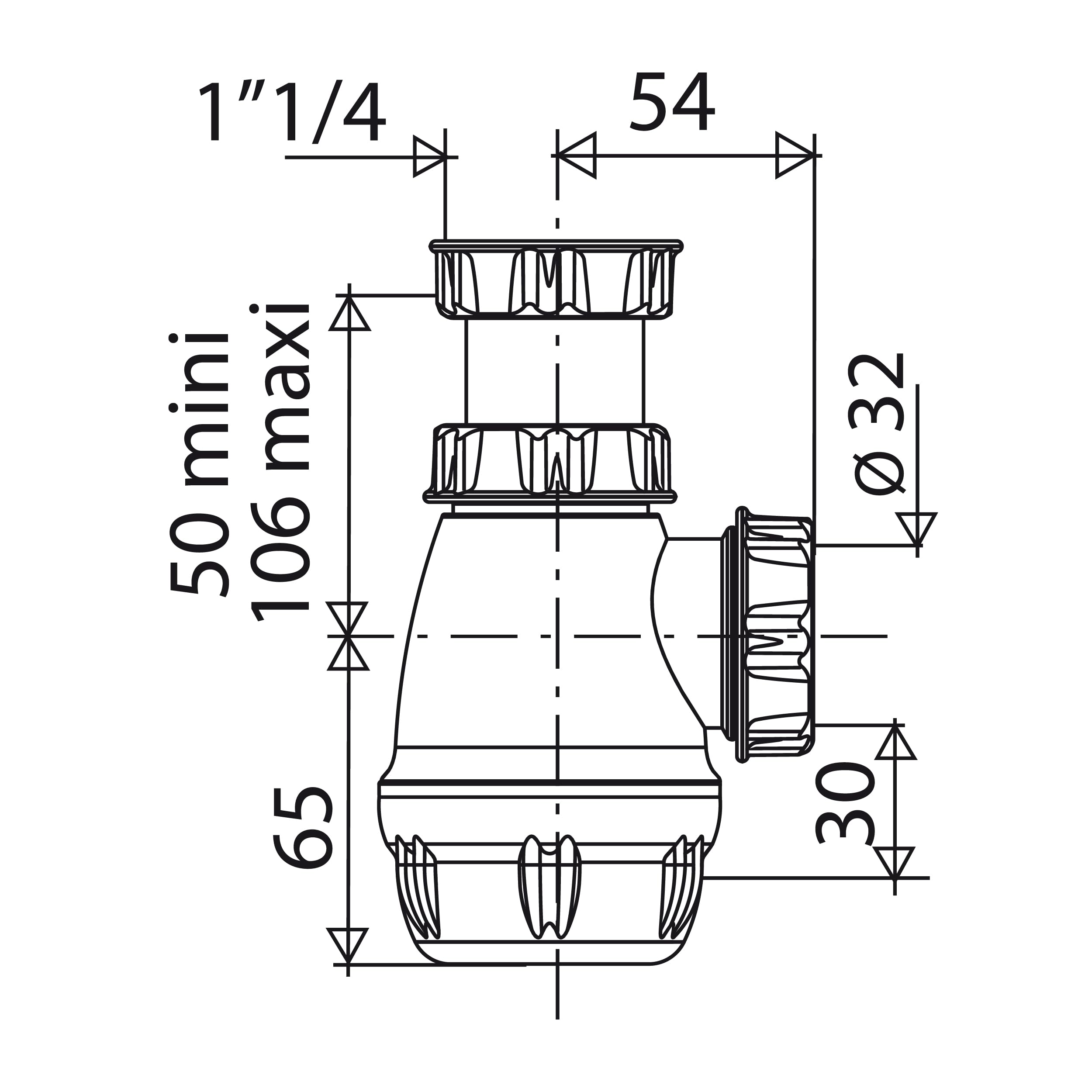noyon-thiebault-siphon-bidet-petit-culot-33x42-sortie-32-mm image 2