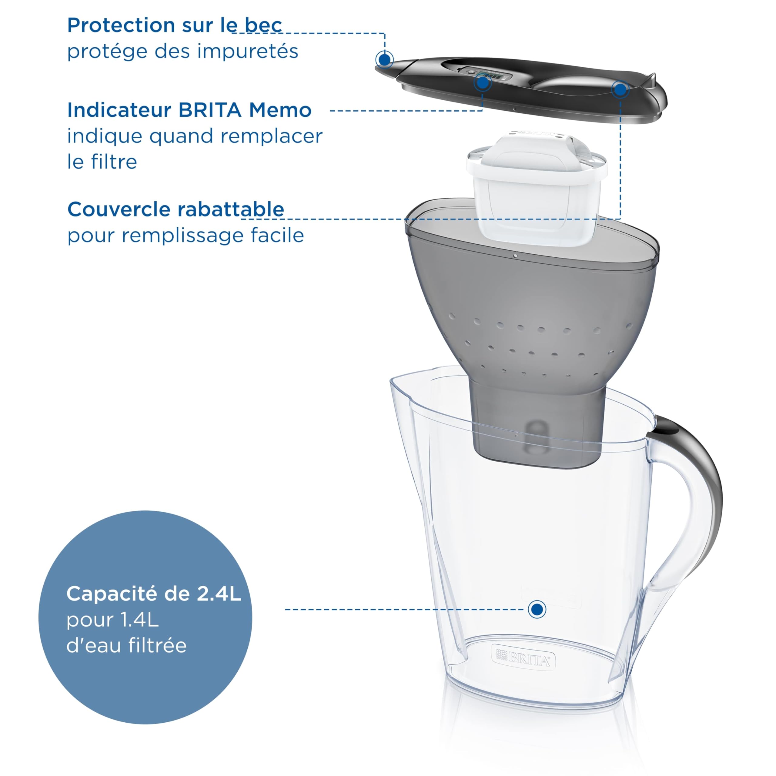 brita-marella-carafe-filtrante-2-4-l-gris-1-cartouche-maxtra-pro-all-in-one image 3