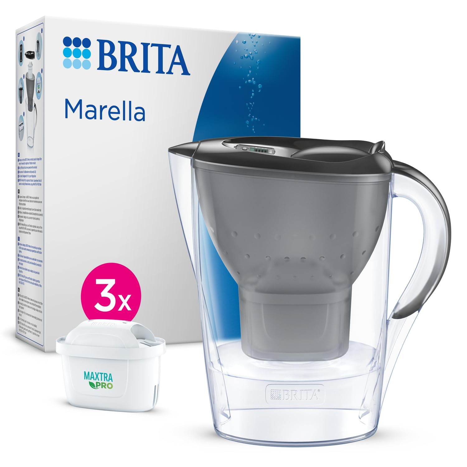 brita-marella-carafe-filtrante-2-4l-gris-3-cartouches-maxtra-pro-all-in-one image 1