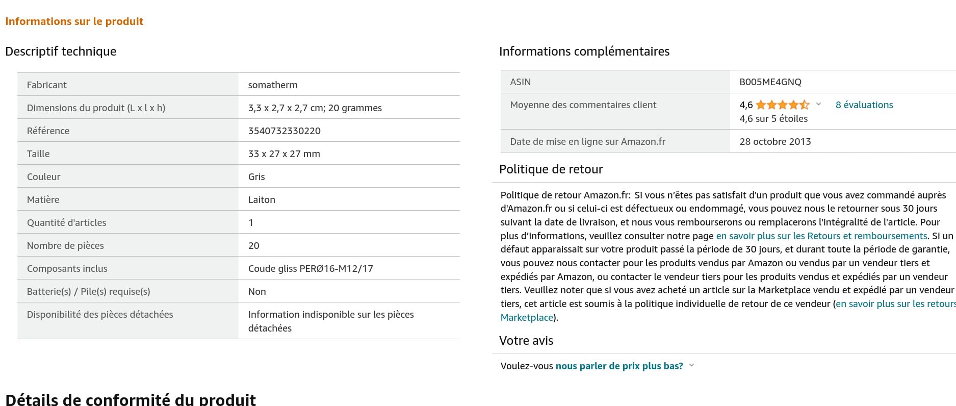 Parfait pour ma réparation