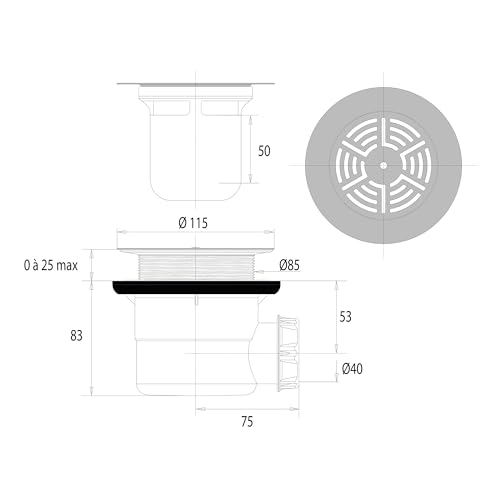 noyon-thiebault-bonde-de-douche-nf-90-mm-sortie-40-mm-orientable image 4