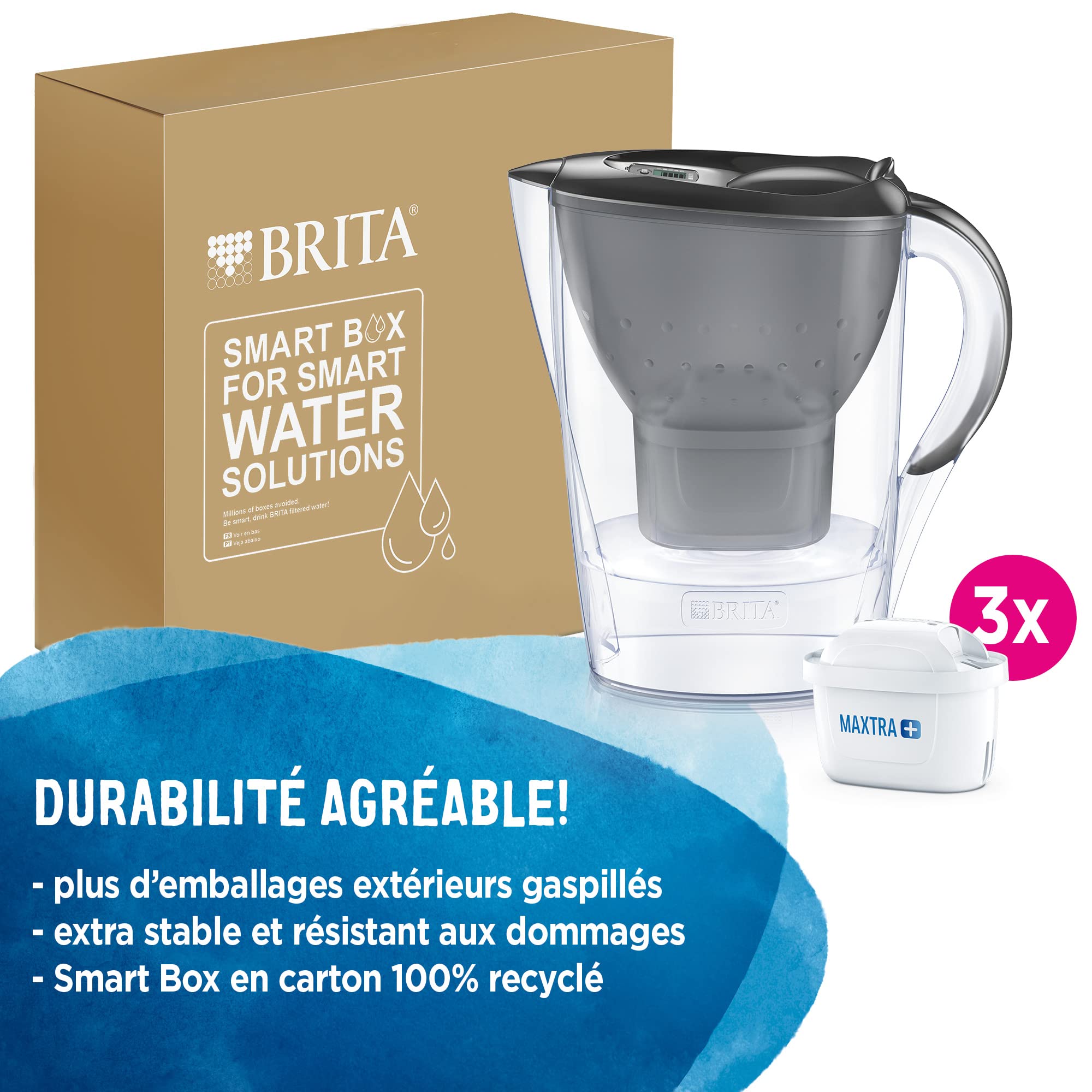 brita-marella-carafe-filtrante-graphite-2-4-l-avec-3-filtres-maxtra image 2