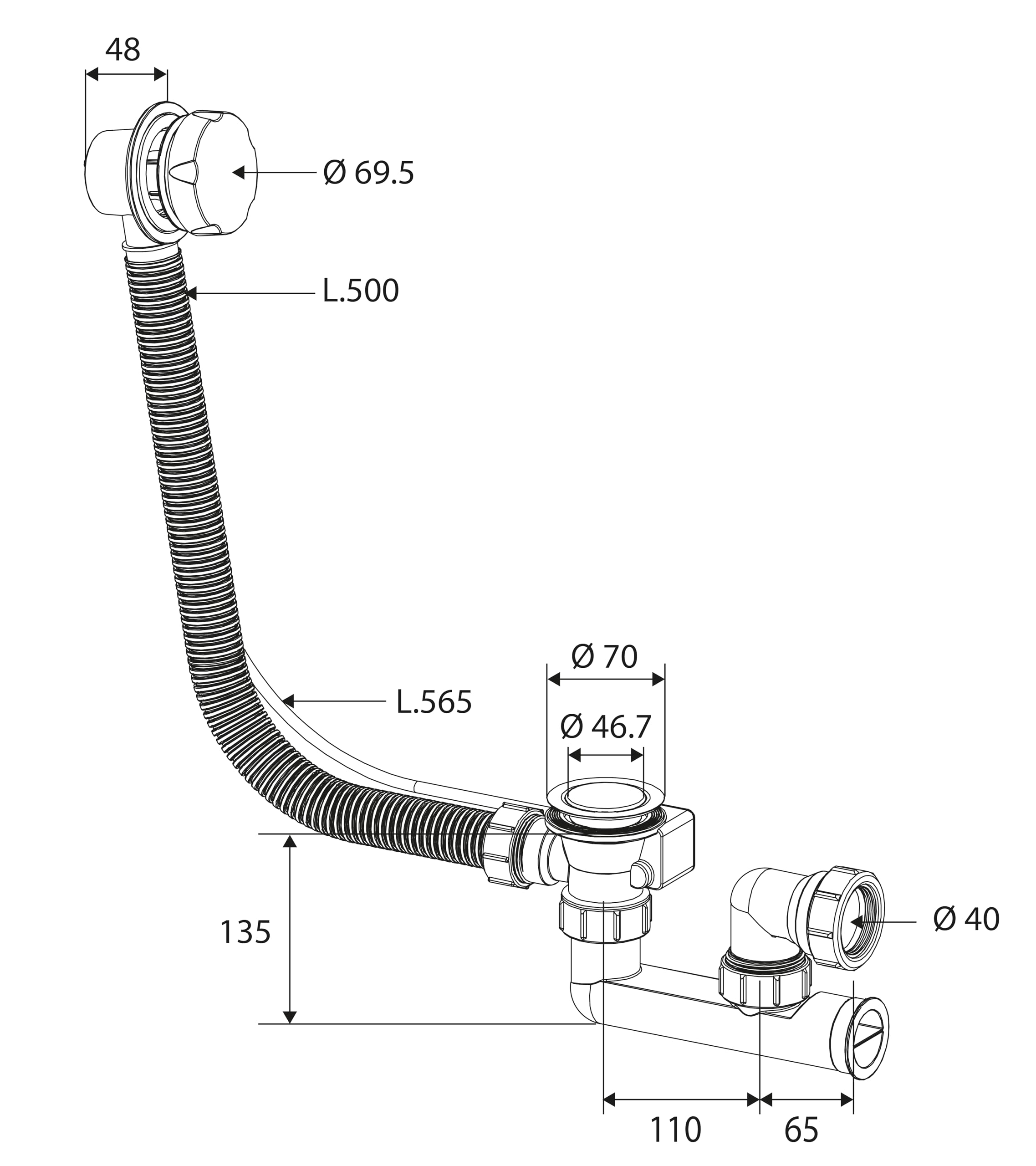 noyon-thiebault-ensemble-de-vidage-baignoire-c-ble-noir-mat-siphon-orientable-so image 4