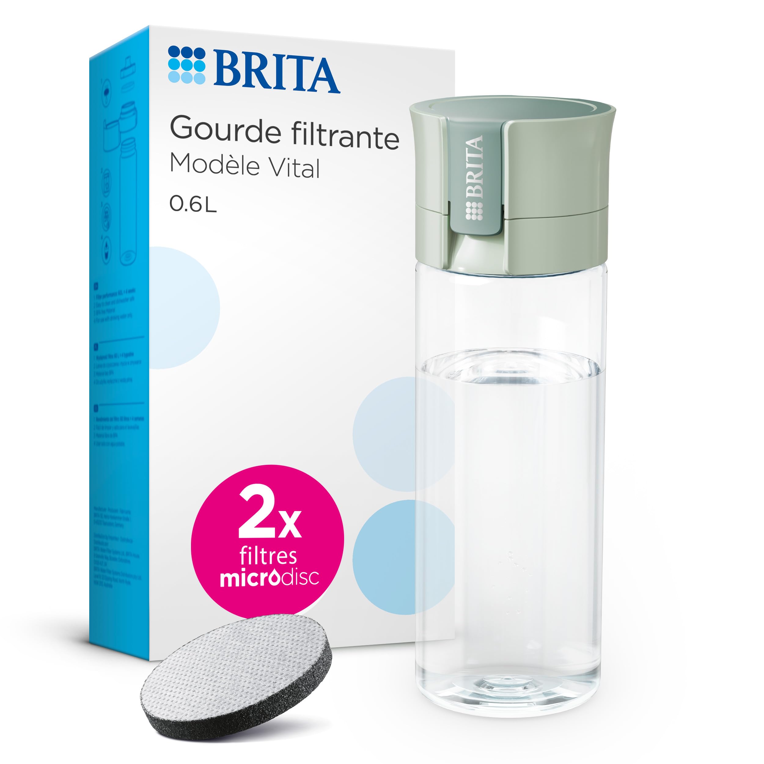 brita-bottle-vital-600-ml-gourde-filtrante-portable-2-filtres-microdisc image 1