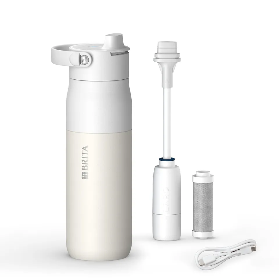 brita-larq-iq-gourde-filtrante-connect-e-inox-blanche-680-ml-uv-c image 1