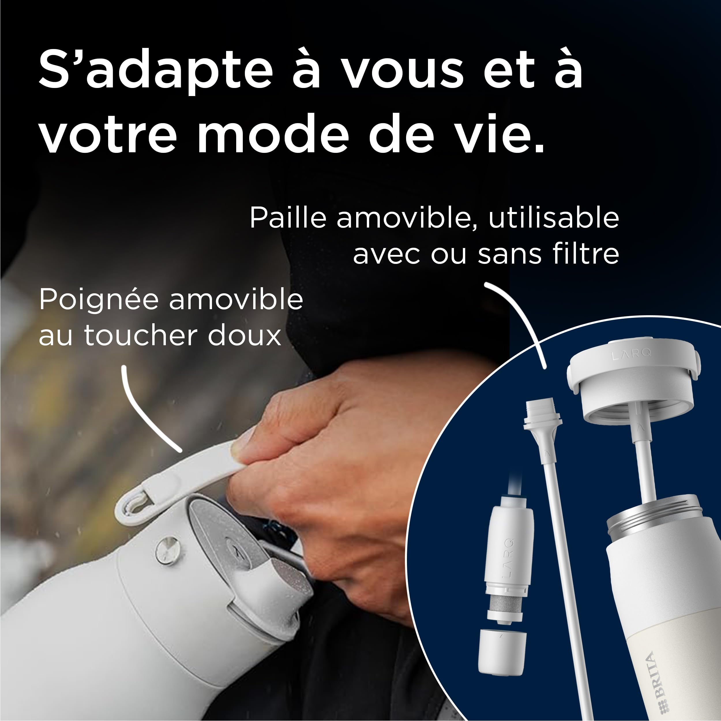 brita-larq-essential-gourde-isotherme-noire-1000-ml-inox-avec-paille image 7